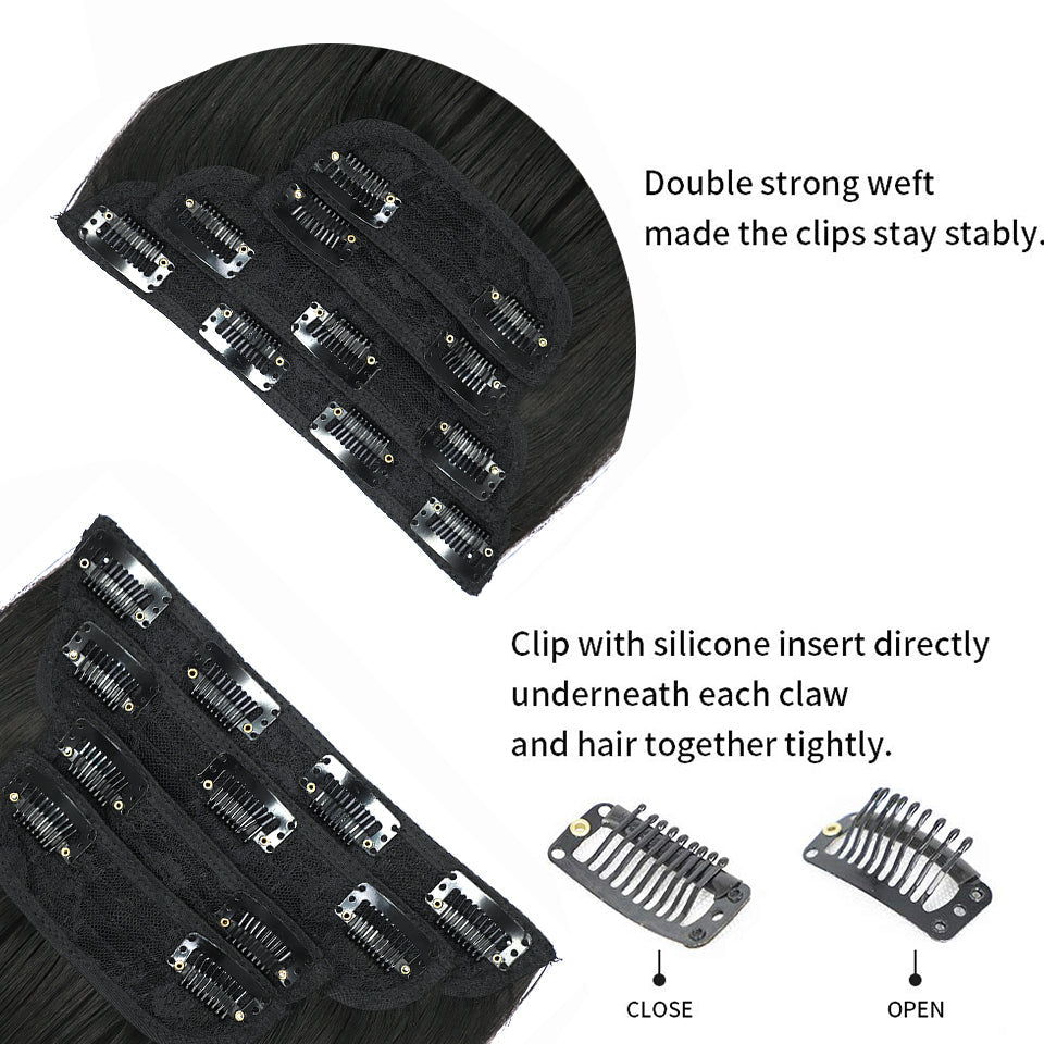 Lange, glatte Clip-in-Haarverlängerungen (4 Stück)