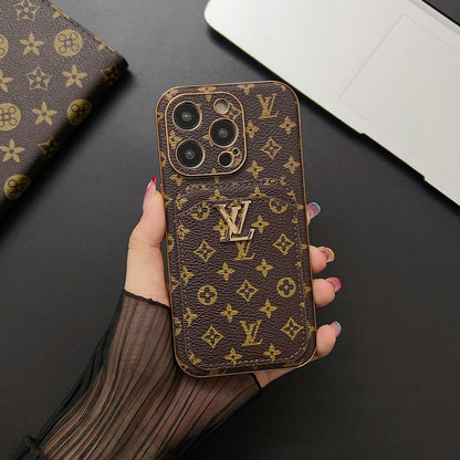 Card Holder Gold Phone Case For iPhone