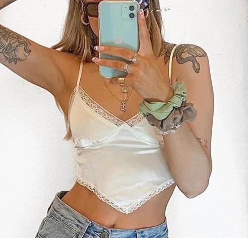 Backless Bandana Top In Cream Satin
