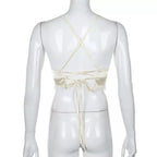 Backless Bandana Top In Cream Satin