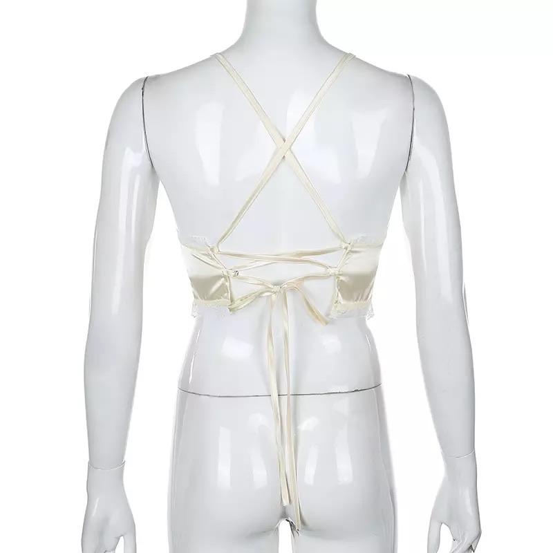 Backless Bandana Top In Cream Satin