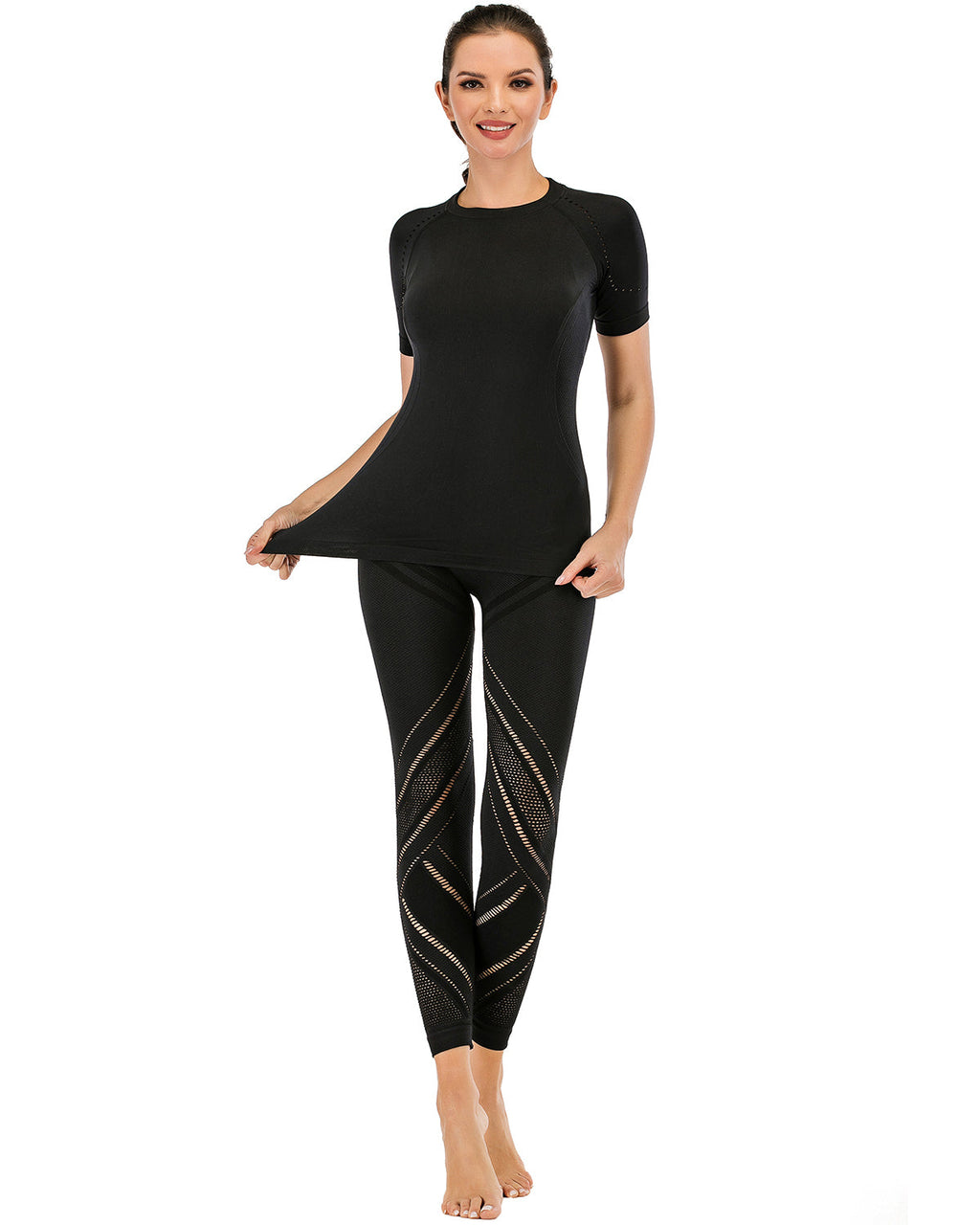 Chantele – Leggings mit Hohlsaum – Schwarz