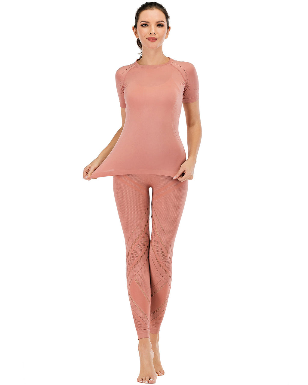 Chantele – Leggings mit Hohlsaum – Rosa