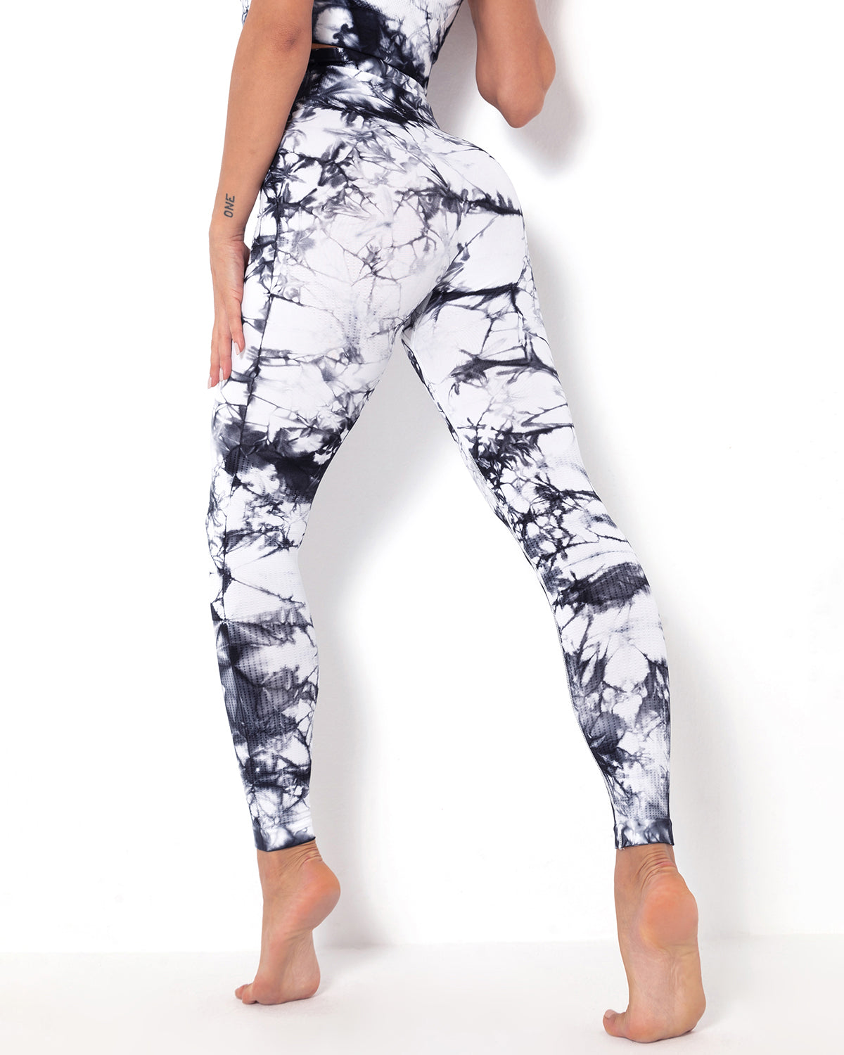 Nahtlose Leggings mit Diamantenmuster - Weiß