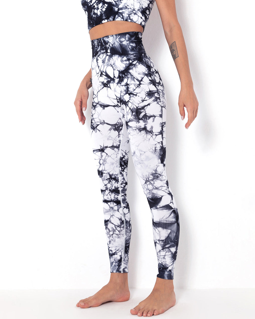 Nahtlose Leggings mit Diamantenmuster - Weiß