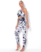 Nahtlose Leggings mit Diamantenmuster - Weiß