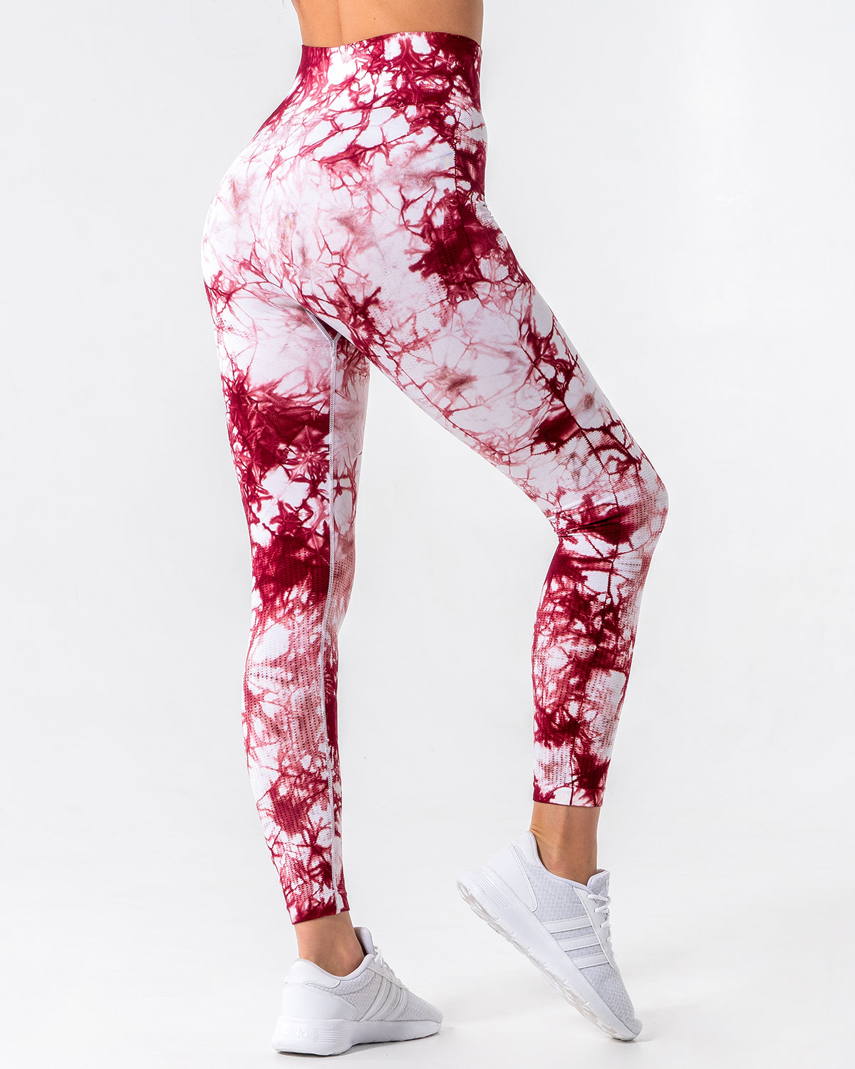 Nahtlose Leggings mit Diamantenmuster - Rot