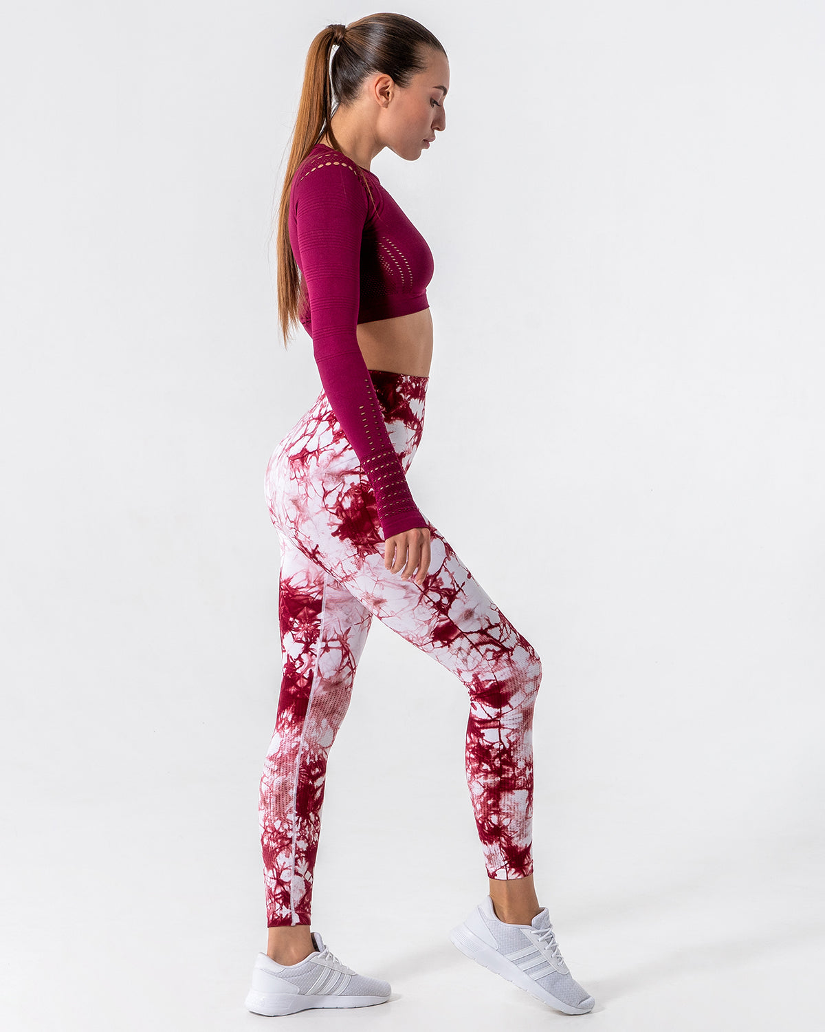 Nahtlose Leggings mit Diamantenmuster - Rot