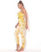 Nahtlose Leggings mit Diamanten-Muster - Gelb
