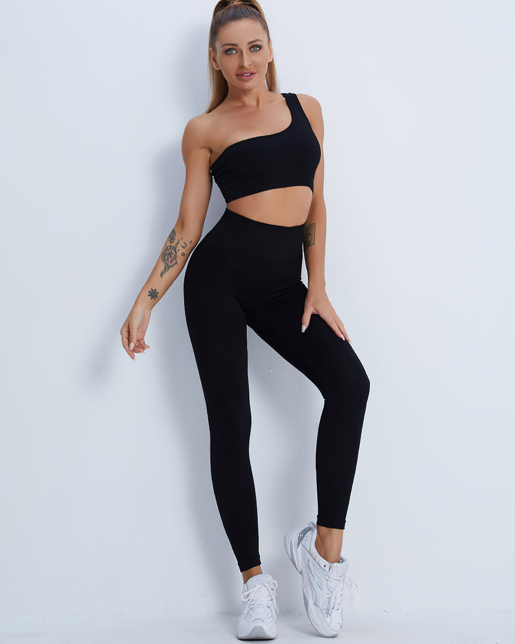 Domele Nahtlose Leggings - Schwarz