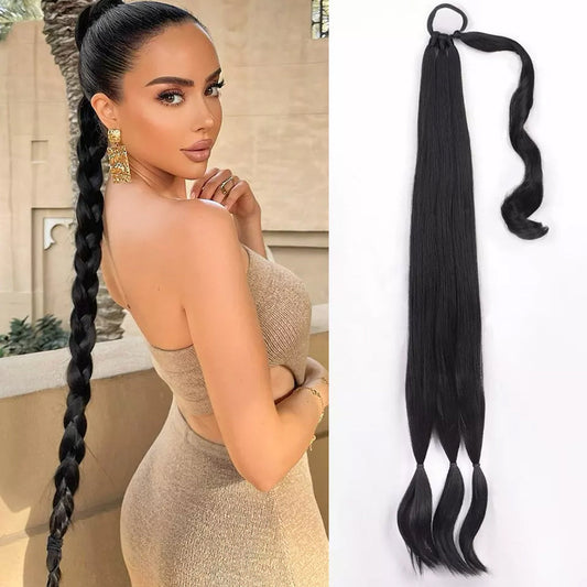 Natural Straight Braided Ponytail Extensions