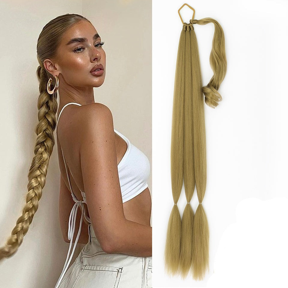 Natürliche, gerade, geflochtene Pferdeschwanzverlängerungen 