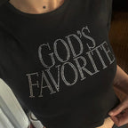 “God’S Favorite” Rhinestone Bedazzled Baby Tee