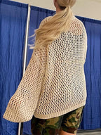 Maglione all'uncinetto con stella Y2K in crema