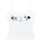 Ballet-Core Fairy Imagery Tank Top In White