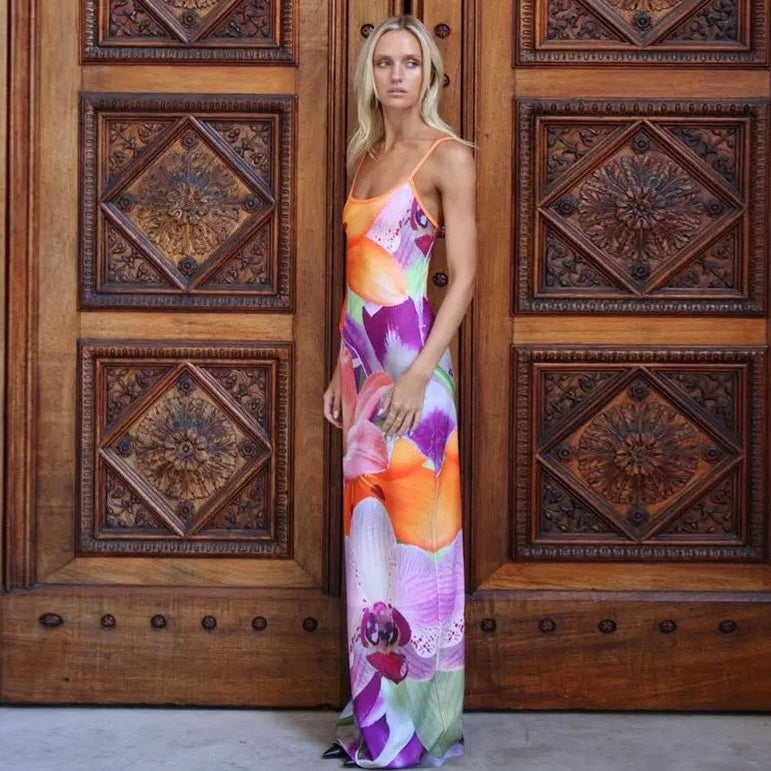 “Hawaiian Chic” Y2K Bodycon Dress In Multi-Color Floral
