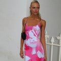 Abito aderente Y2K "Hawaiian Chic" in rosa floreale