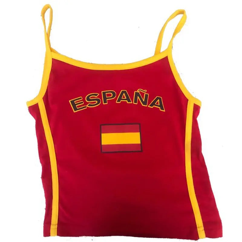 Canotta sportiva ricamata Y2K España in rosso
