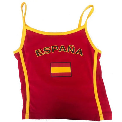 España Y2K Embroidered Sportswear Tank Top In Red