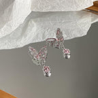 Rhinestone Irregular Butterfly Pendant Earrings