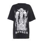 Short sleeve crewneck abstract contrast top