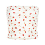 Textured flower print contrast backless tube crop top