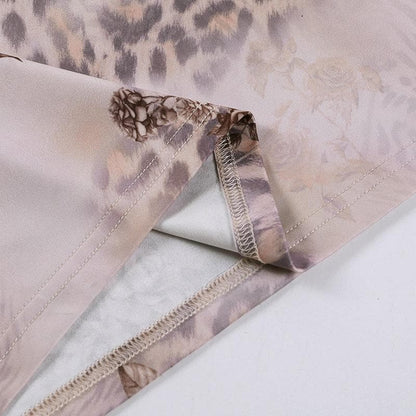 Leopard print sweetheart neck contrast backless cami maxi dress