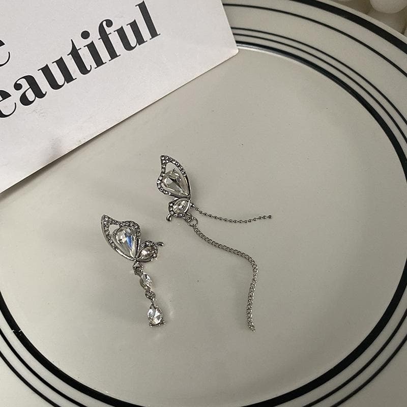 Stone Pendant Butterfly Irregular Earrings