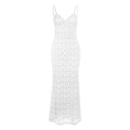Backless v neck lace low cut cami maxi dress