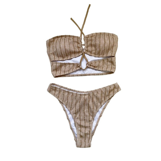 Rückenfreier Bikini mit überkreuzter Vorderseite und ausgehöhltem Neckholder 