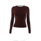 Crewneck solid long sleeve top
