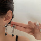 Stone Pendant Lava Silver Earrings
