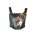 Abstract Print Square Neck Contrast Sleeveless Backless Crop Top