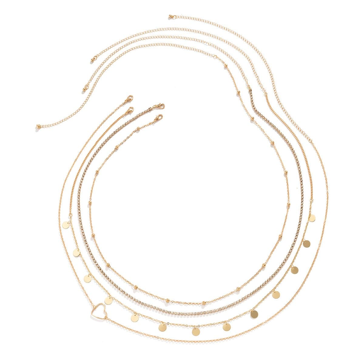 Herz Strass 4 Stück Taillenkette 