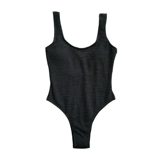 Costume da bagno intero testurizzato senza maniche con scollo a U