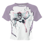 Abstract Contrast Short Sleeve Crewneck Top