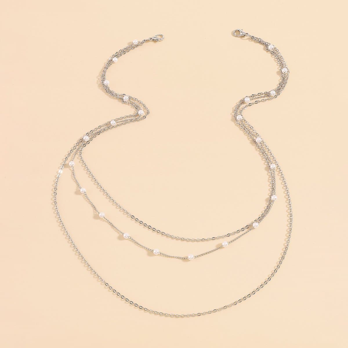 Faux Pearl Layered Choker Necklace