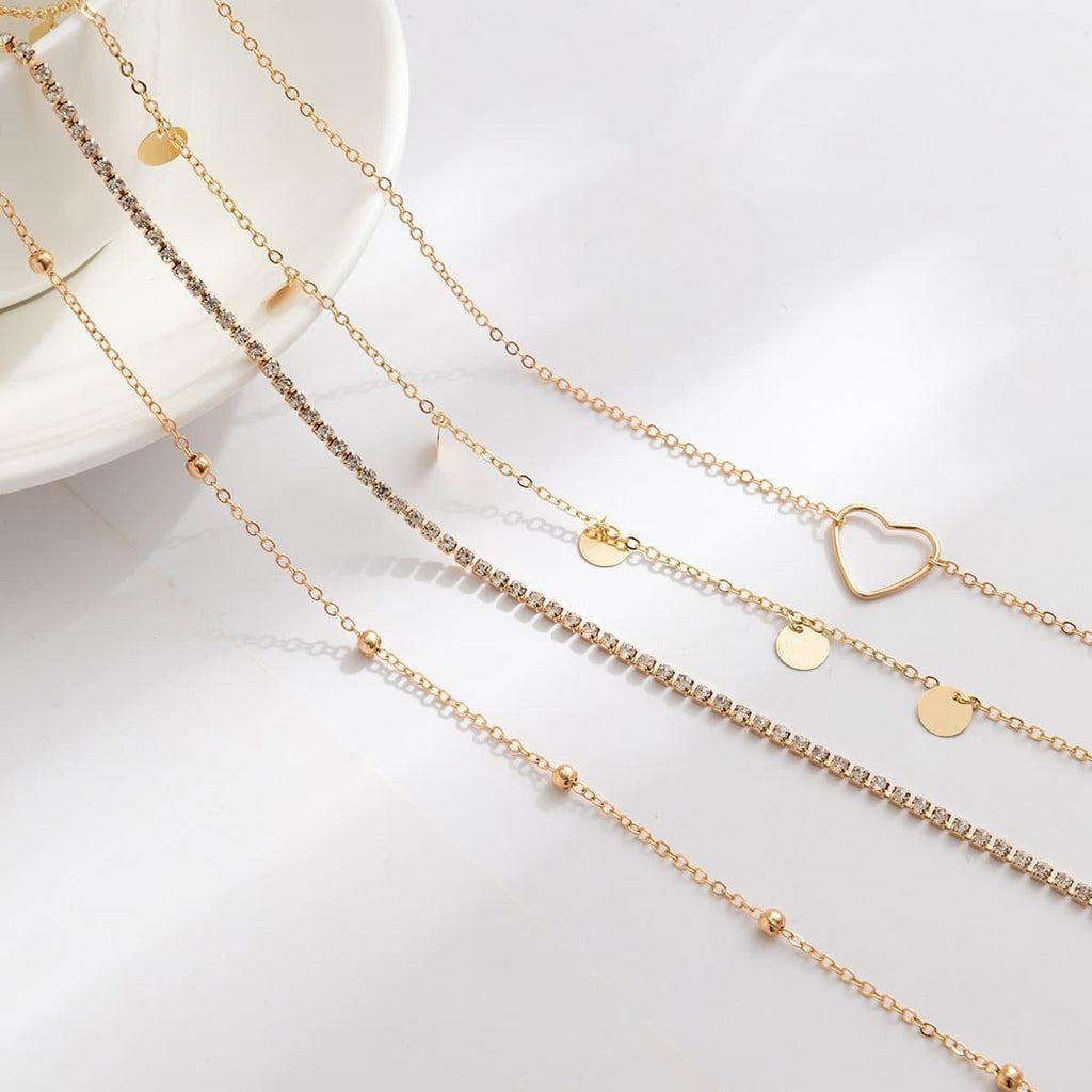Herz Strass 4 Stück Taillenkette 