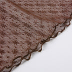 Top corto senza maniche in rete con volant patchwork 