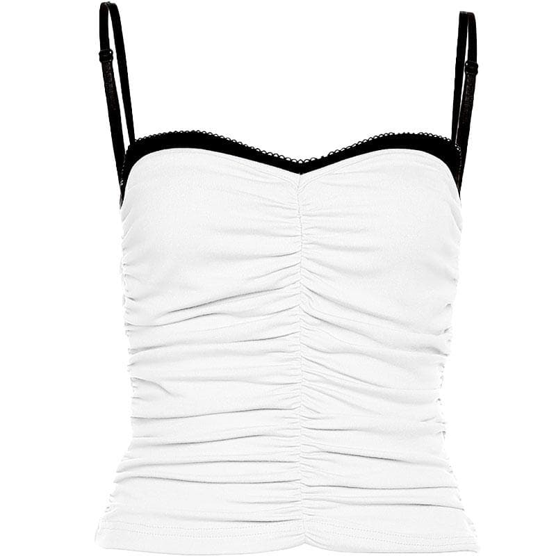 Ruched backless contrast patchwork cami top