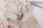 Ruched flower print contrast hollow out button halter backless crop top