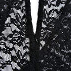 Einfarbiges Jumpsuit-Set mit langen Ärmeln und ausgehöhlten Schlauchhandschuhen und Reißverschluss aus Spitze