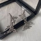 Butterfly Pendant Lava Silver Earrings