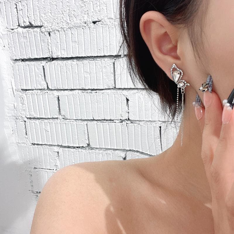 Stone Pendant Butterfly Irregular Earrings