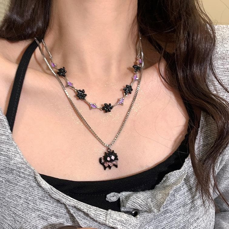 Cat Pendant Multicolor 2 Pcs Necklace