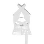 Sleeveless solid hollow out cross front mesh crop top