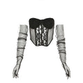 Mesh gloves lace patchwork corset low cut backless tube crop top