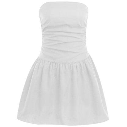 Solid ruched backless smocked mini dress