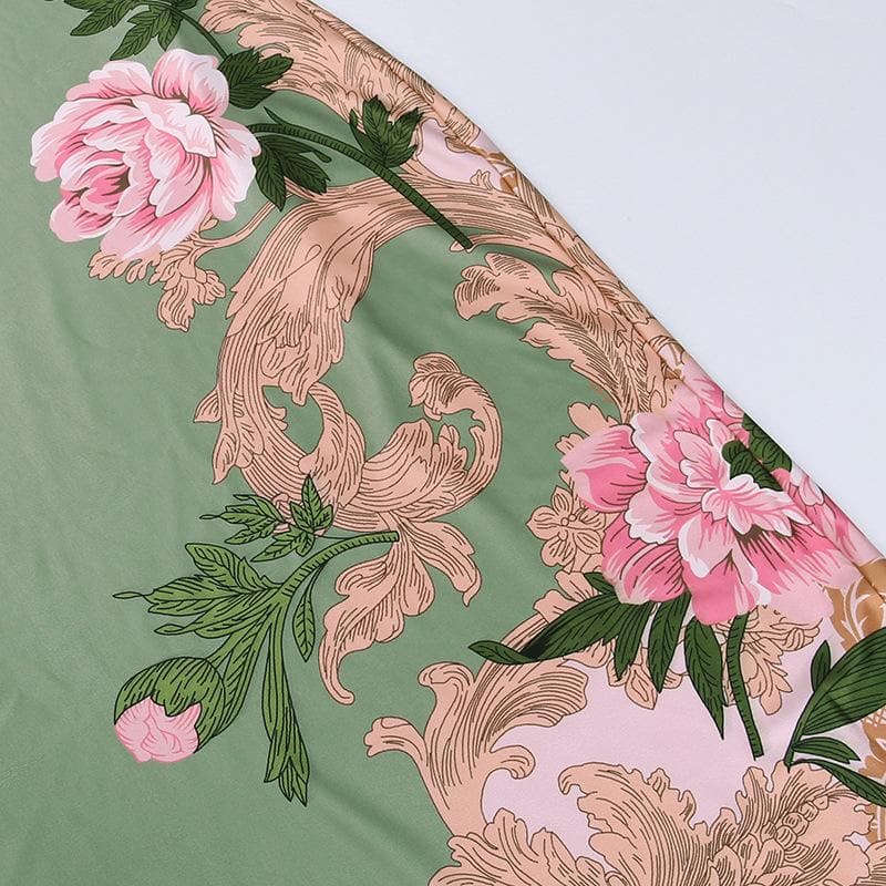 Rückenfreies Camisole-Maxikleid mit Blumenmuster und V-Ausschnitt in Kontrastfarbe 