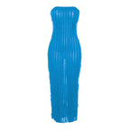 Backless ruffle solid textured tube maxi dress
